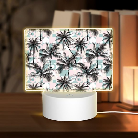 Hirioo Hawaii Palms for Rectangular Acrylic with Night Light Best Gifts for Lover Girl Mom, Valentine's Day Anniversary Birthday Wedding Present