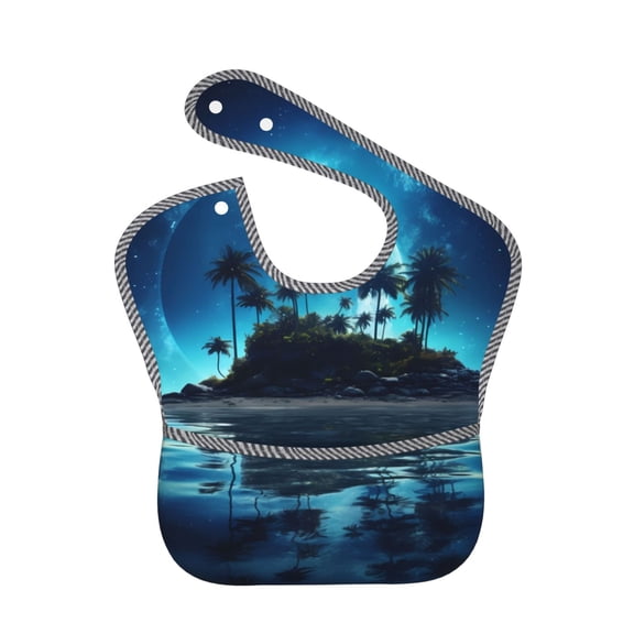 Hirioo Hawaiian Beach Pirate Moon for Baby Waterproof Pocket Bib Adjustable Closed for Babies Toddlers with Large Pocket 6-24Months