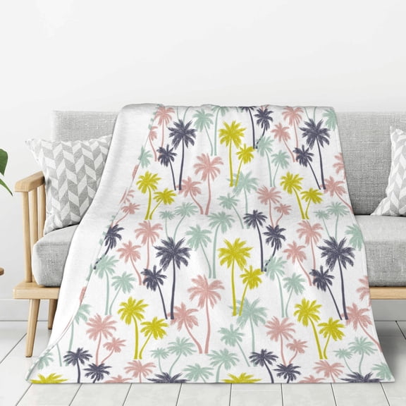 Hirioo Hawaiian Coconut Tree for Flannel Blanket, Cozy and Warm Throw for Bed or Couch ,Perfect for All Seasons-40"x30"