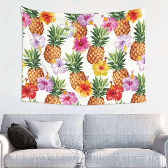 Hirioo Hawaiian Pineappl Print Tapestry Lightweight Fabric for Bedroom Aesthetic Home Wall Dorm Dcor Living Room Decor 29x37 Inch