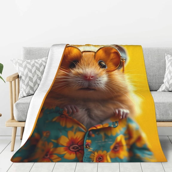 Hirioo Hawaiian Style Guinea Pig for Flannel Blanket, Cozy and Warm Throw for Bed or Couch ,Perfect for All Seasons-40"x30"