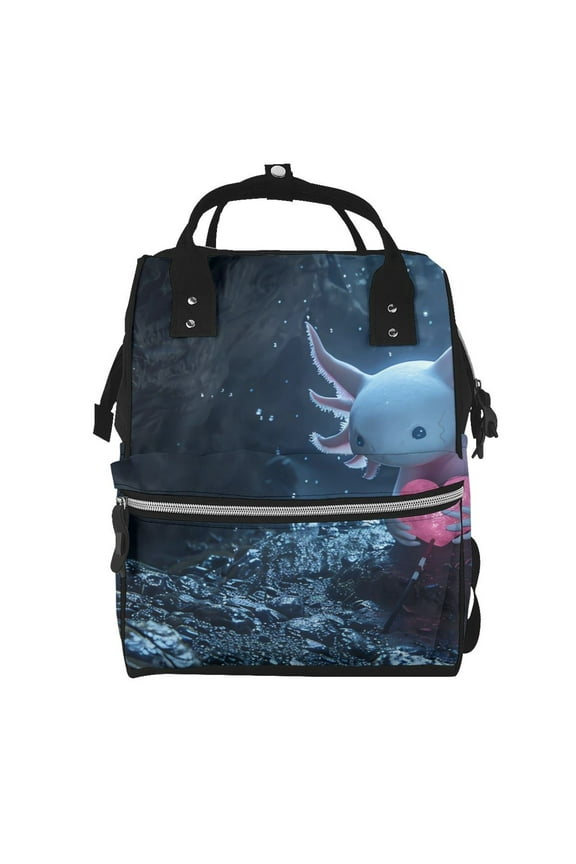 Heart Axolotl for Mummy Diaper Bag Backpack Diaper Bag Backpack for Moms and Dads Unisex Shoulder Bags Travel Hiking Outdoor Pack