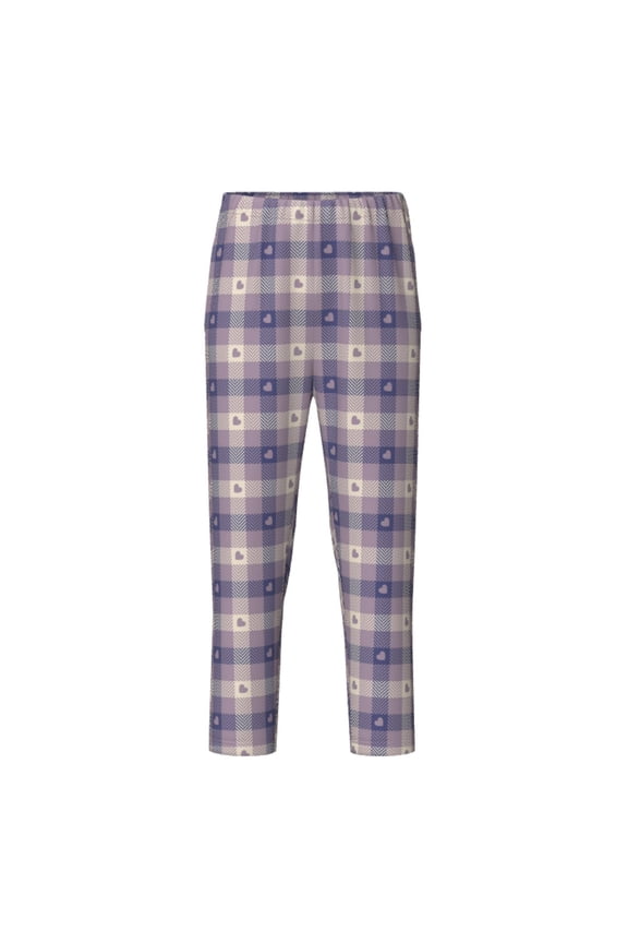 Heart Check Plaid for Teenagers' Pajama Pants Womens Lounge Pants with Pockets Pj Bottoms Pants for Men-XS(5-6)
