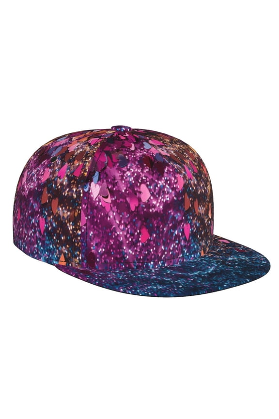 Heart Confetti on Glitter for Baseball Cap Men Cap Flat Brim for Men Women Teens Adjustable Baseball Cap