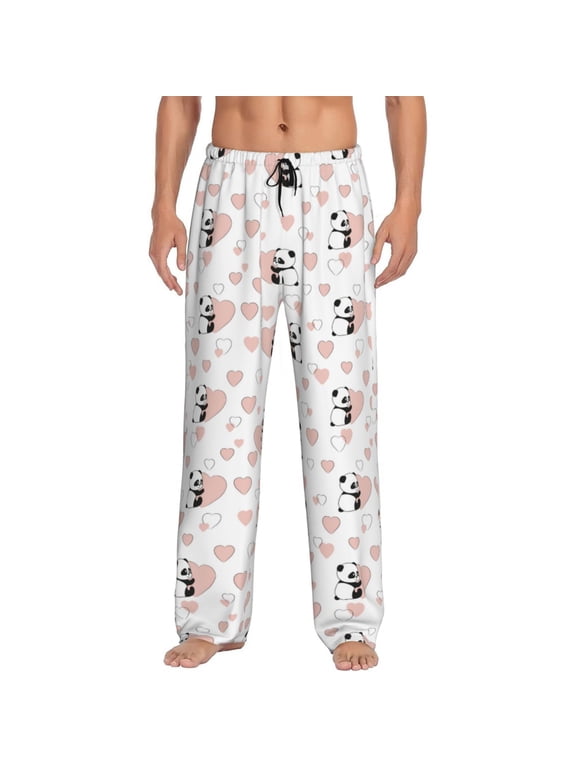 Heart Panda for Men's PJ Pajama Pants Sleep Pants Men's Home Trousers with Pockets,S-3XL-Small
