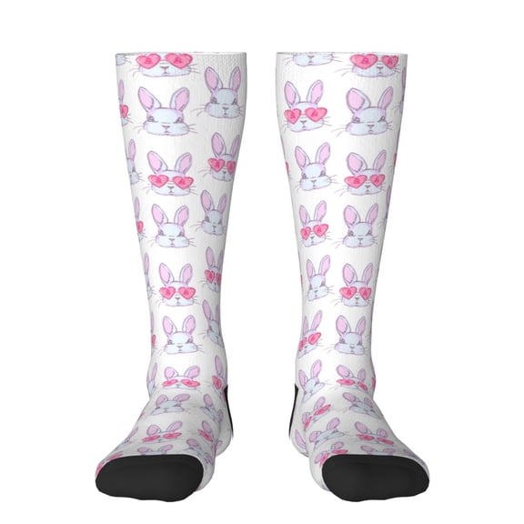 Hirioo Heart Rabbit for Adult Stockings Breathable Sock Non-Pilling,Contrasting Color Design