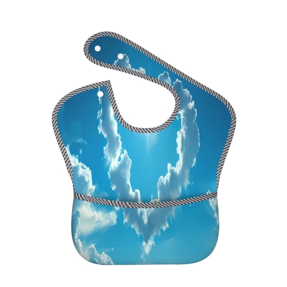 Hirioo Heart Shaped Cloud for Baby Waterproof Pocket Bib Adjustable Closed for Babies Toddlers with Large Pocket 6-24Months