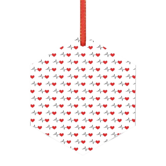 Hirioo Heartbeat Symbol for Acrylic Christmas Pendant Hanging Christmas Tree Ornaments, Car, Home, Office Gift Decor-Hexagon