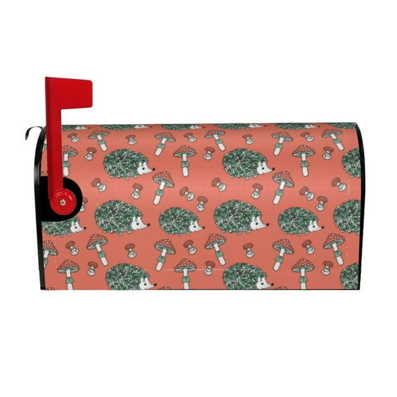 Hirioo Hedgehog Mushroom for Magnetic, Waterproof Mailbox Cover,Perfect for Fall, Winter, Spring, and Summer Outdoor Decor-25.5x21 in