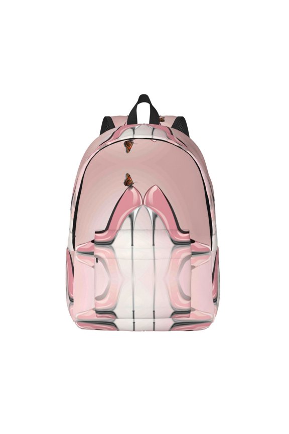 High Heel Shoes Butterfly Canvas Backpack, Durable Travel Backpack with Multiple Compartments,Large Capacity, Backpack for School, Hiking, Work