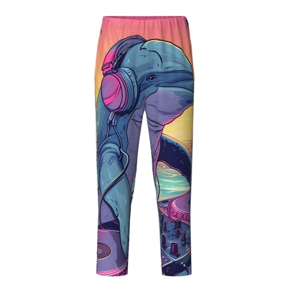 Hirioo Hip-Hop DJ Dolphin for Teenagers' Pajama Pants Womens Lounge Pants with Pockets Pj Bottoms Pants for Men-Large