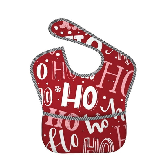 Hirioo Ho Pattern Funny Christmas for Baby Waterproof Pocket Bib Adjustable Closed for Babies Toddlers with Large Pocket 6-24Months