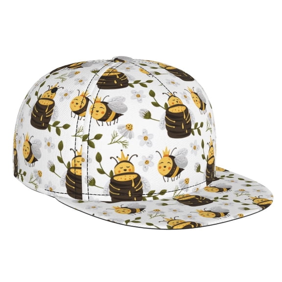 Hirioo Honey Bee Insect for Baseball Cap Men Cap Flat Brim for Men Women Teens Adjustable Baseball Cap