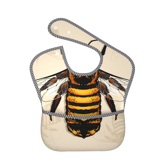 Hirioo Honey Bee for Baby Waterproof Pocket Bib Adjustable Closed for Babies Toddlers with Large Pocket 6-24Months