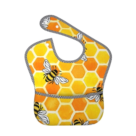 Hirioo Honeycombs for Baby Waterproof Pocket Bib Adjustable Closed for Babies Toddlers with Large Pocket 6-24Months