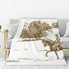 Hirioo Horse Rider In Field for Flannel Blanket, Cozy and Warm Throw for Bed or Couch ,Perfect for All Seasons-40"x30"