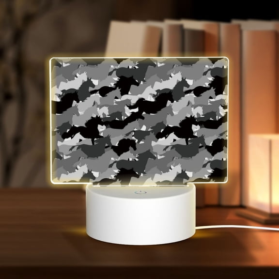 Hirioo Horse Silhouette for Rectangular Acrylic with Night Light Best Gifts for Lover Girl Mom, Valentine's Day Anniversary Birthday Wedding Present