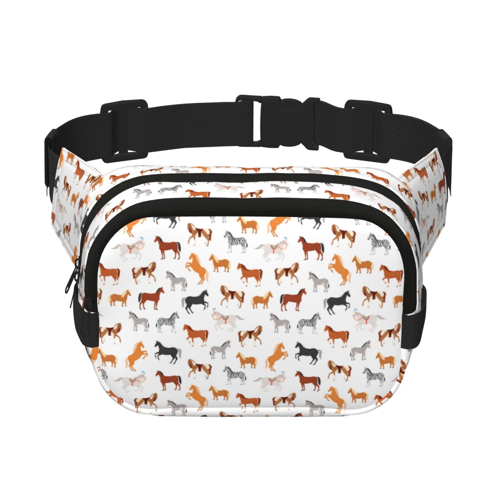 Hirioo Horses for Double Layer Waist Bag Adjustable Fanny Pack For Travel Running Hiking