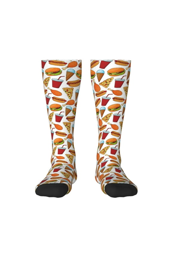 Hot Dog Burger for Adult Stockings Breathable Sock Non-Pilling,Contrasting Color Design