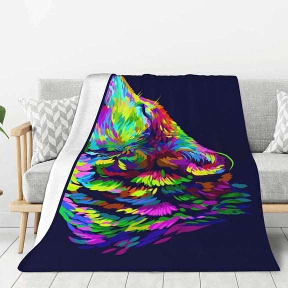 Hirioo Howling Wolf for Flannel Blanket, Cozy and Warm Throw for Bed or Couch ,Perfect for All Seasons-60"x50"