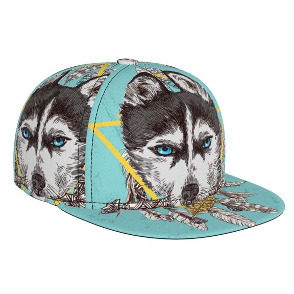 Hirioo Husky With Dreamcatcher for Baseball Cap Men Cap Flat Brim for Men Women Teens Adjustable Baseball Cap