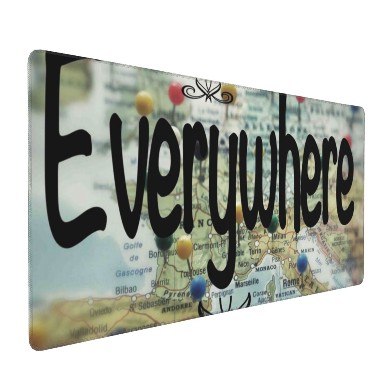 Hirioo I Haven't Been Everywhere But Its On My List for Mouse Pad ,Anti-Slip Base, Durable Stitched Edges, Perfect for Gaming, Office, and Home Use,16x35.5in
