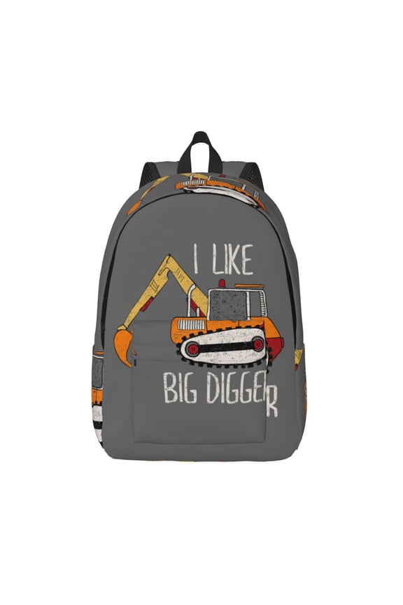 I Like Big Digger Canvas Backpack, Durable Travel Backpack with Multiple Compartments,Large Capacity, Backpack for School, Hiking, Work