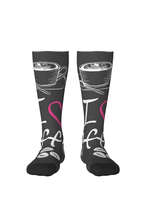 I Love Coffee for Adult Stockings Breathable Sock Non-Pilling,Contrasting Color Design