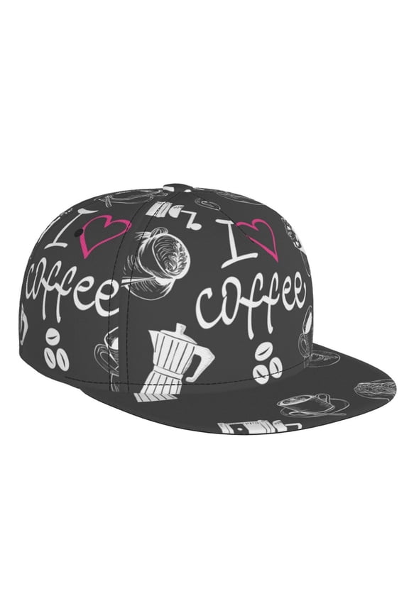 I Love Coffee for Baseball Cap Men Cap Flat Brim for Men Women Teens Adjustable Baseball Cap