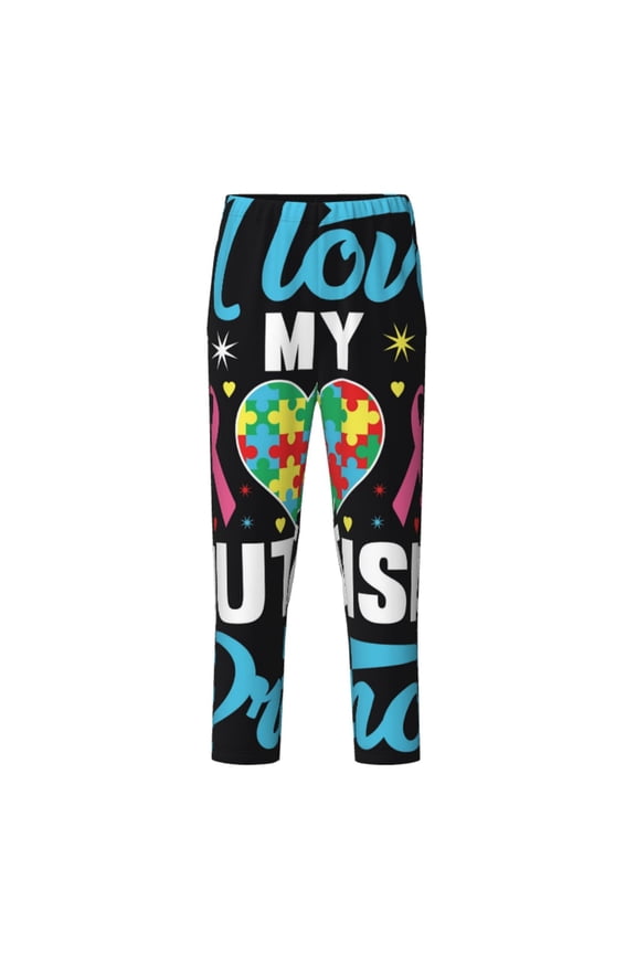 I Love My Autism for Teenagers' Pajama Pants Womens Lounge Pants with Pockets Pj Bottoms Pants for Men-XS(5-6)