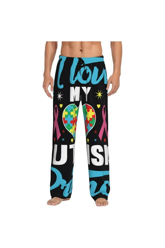 I Love My Autism for Women's PJ Pajama Pants Sleep Pants Women's Home Trousers with Pockets,S-3XL-X-Large