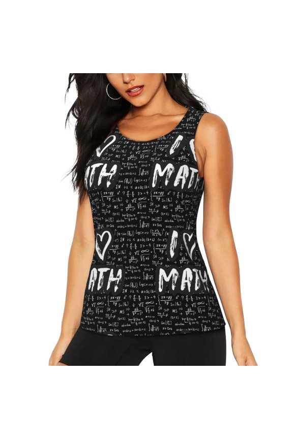 I love Math for Women's Workout Tank Top Sleeveless Workout Tops Athletic Gym Shirts-Medium