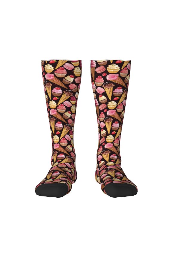 Ice Cream Cake for Adult Stockings Breathable Sock Non-Pilling,Contrasting Color Design