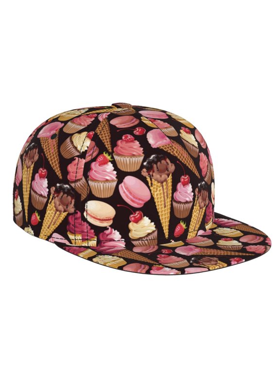 Ice Cream Cake for Baseball Cap Men Cap Flat Brim for Men Women Teens Adjustable Baseball Cap