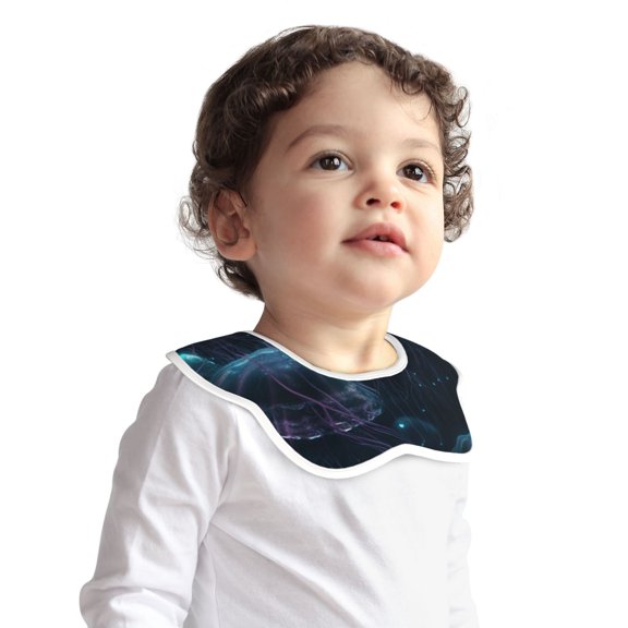 Hirioo Ice blue light spot jellyfish for Baby Cotton Petal Bib Drool Bibs for Baby Boy Unisex