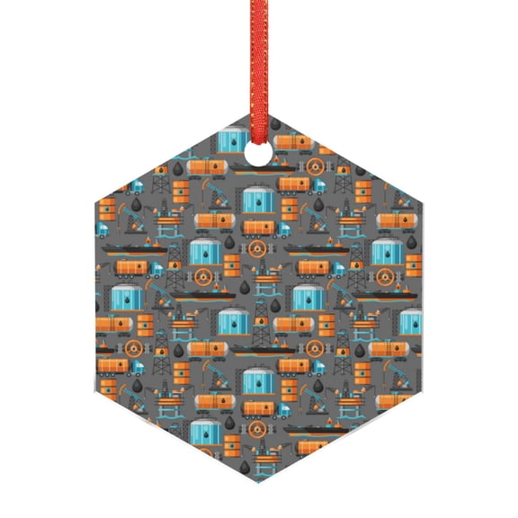 Hirioo Industrial Transportation for Acrylic Christmas Pendant Hanging Christmas Tree Ornaments, Car, Home, Office Gift Decor-Hexagon