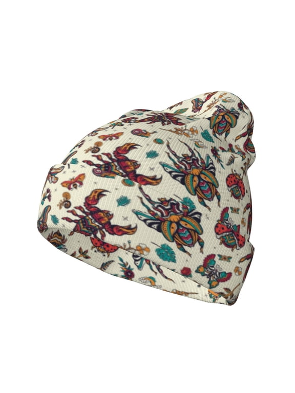 Insects A for Men's Knit Cuffed Beanie for Outdoor Activities Unisex