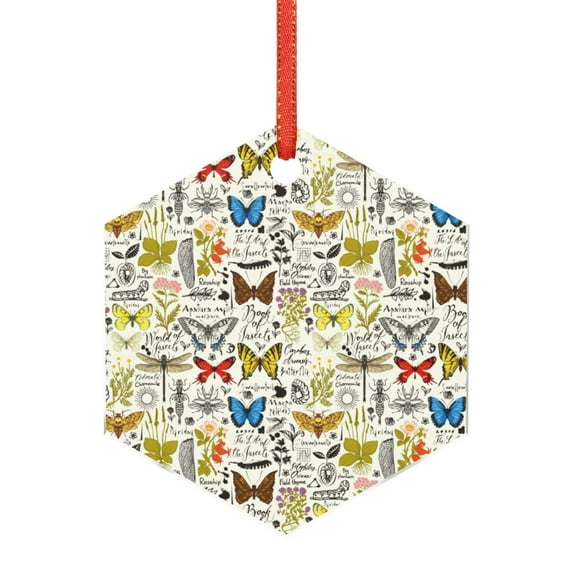 Hirioo Insects And Medicinal Herbs for Acrylic Christmas Pendant Hanging Christmas Tree Ornaments, Car, Home, Office Gift Decor-Hexagon