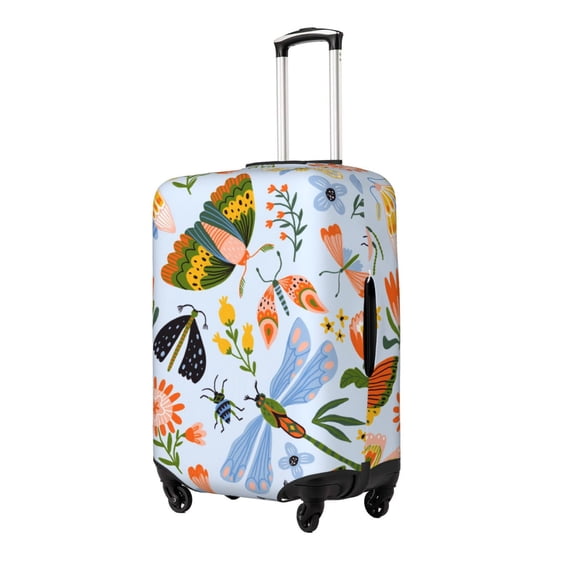 Hirioo Insects and Flowers for Elasticity Suitcase Cover (No luggage Included) Durable Luggage Protector Fits 18-32 Inch Luggage-Small