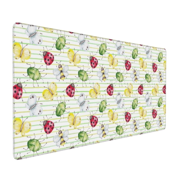 Hirioo Insects for Mouse Pad ,Anti-Slip Base, Durable Stitched Edges, Perfect for Gaming, Office, and Home Use,16x35.5in