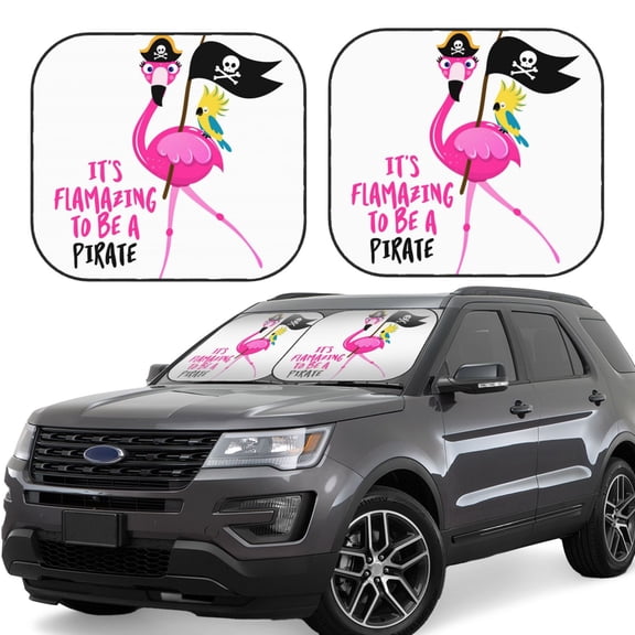 Hirioo It'S Flamazing To Be A Pirate for 2PCS Windshield Sun Shade Foldable | Front Windshield Shade for Sun, Heat and UV Rays-Small