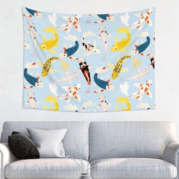 Hirioo Japanese Carps Print Tapestry Lightweight Fabric for Bedroom Aesthetic Home Wall Dorm Dcor Living Room Decor 29x37 Inch