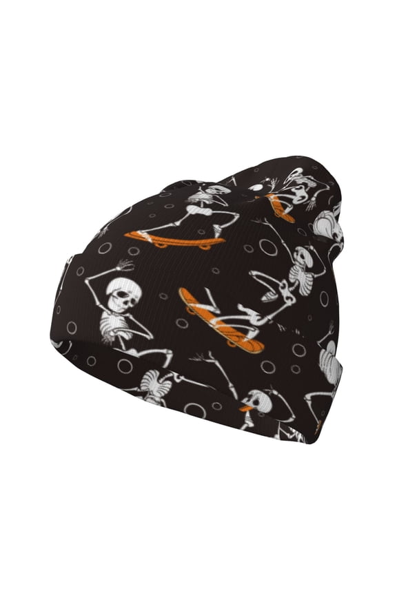 Jumping Skull for Men's Knit Cuffed Beanie for Outdoor Activities Unisex