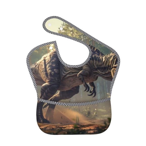 Hirioo Jungle Dinosaur for Baby Waterproof Pocket Bib Adjustable Closed for Babies Toddlers with Large Pocket 6-24Months