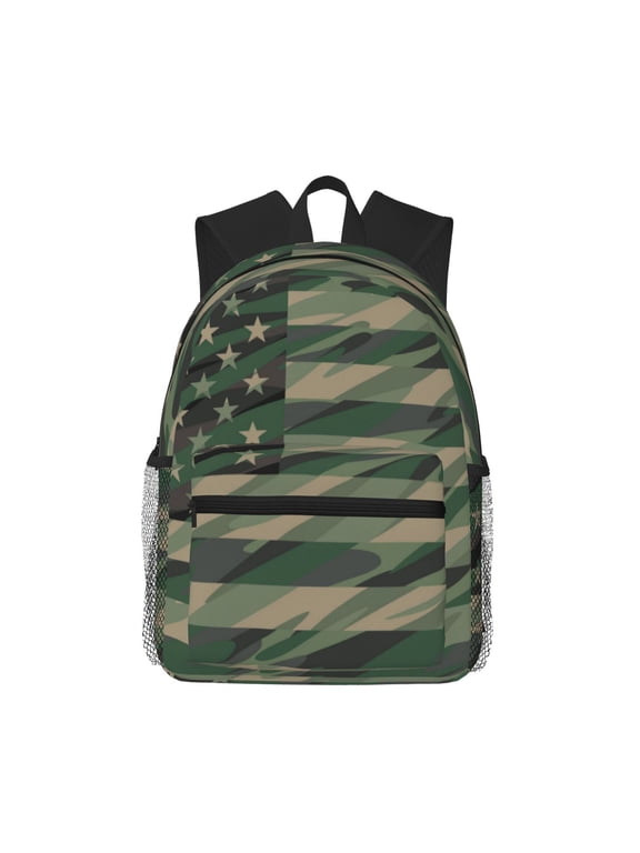 Jungle Green Camo USA Flag for Casual Backpack College Backpack Laptop Backpack for Women and Men College Workplace Travel