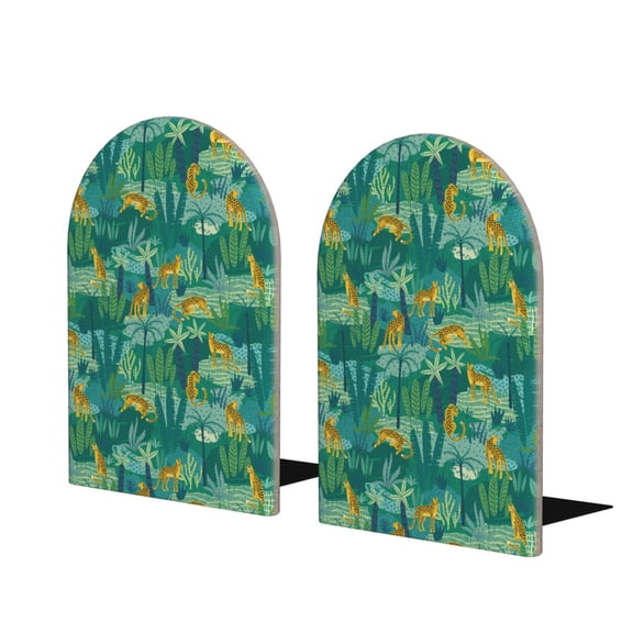 Hirioo Jungle Leopard for Bookends Decorative Bookends for Shelves for Home or Office, Non-Slip Base