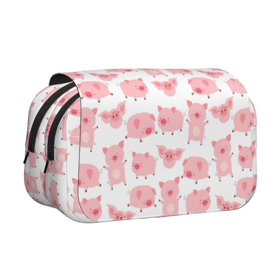 Hirioo Kawaii Pigs for Large Grid Mesh Pencil Case with Zipper Stationery Organizer Case