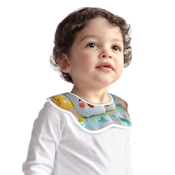 Hirioo Kawaii Sushi Characters Delight for Baby Cotton Petal Bib Drool Bibs for Baby Boy Unisex