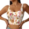 thumbnail image 1 of Hirioo Key Lock And Flowers for Women's Sports Vest with Full-Print Design, Stretchy Fabric and Removable Pads-XX-Large, 1 of 8