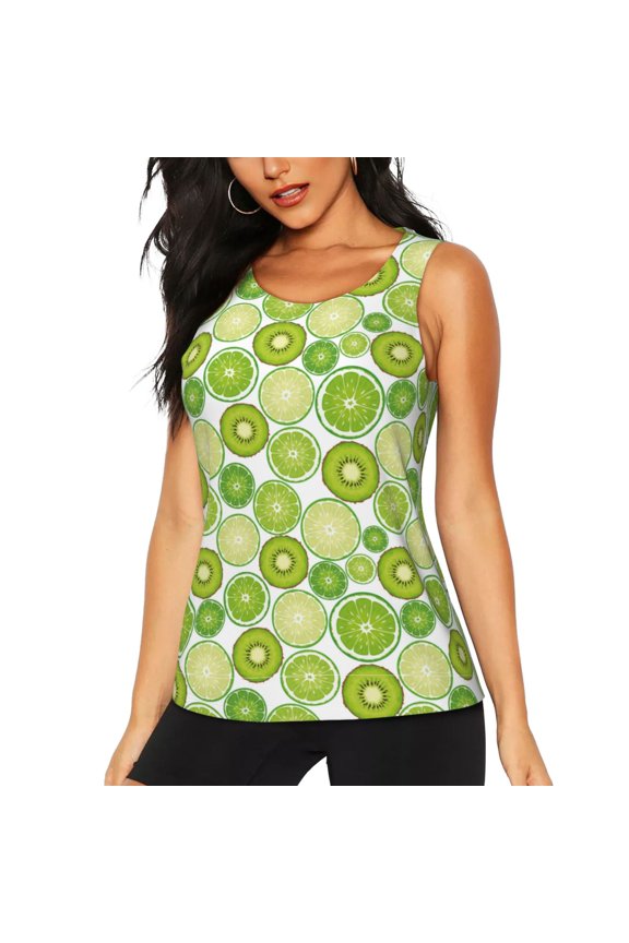 Kiwi Lemon for Women's Workout Tank Top Sleeveless Workout Tops Athletic Gym Shirts-Small